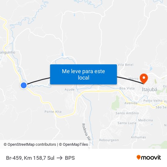 Br-459, Km 158,7 Sul to BPS map