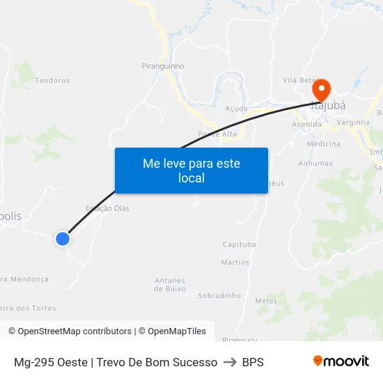 Mg-295 Oeste | Trevo De Bom Sucesso to BPS map