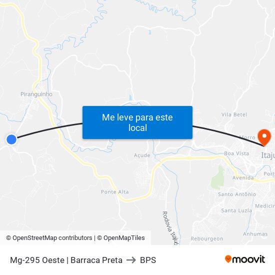 Mg-295 Oeste | Barraca Preta to BPS map