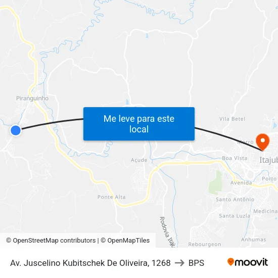 Av. Juscelino Kubitschek De Oliveira, 1268 to BPS map