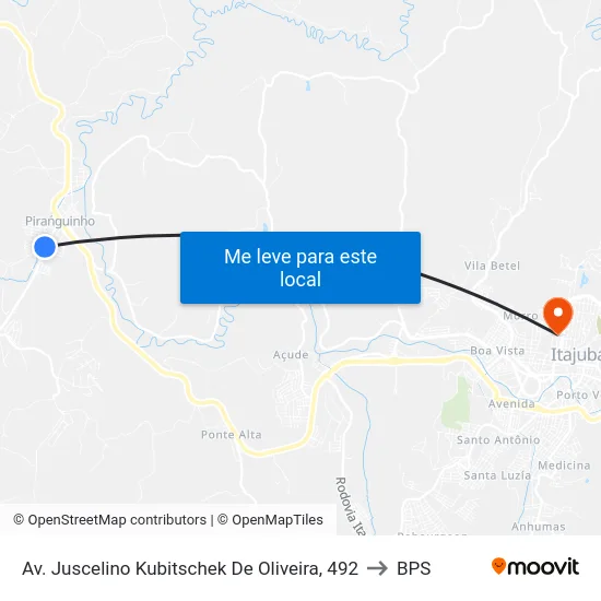Av. Juscelino Kubitschek De Oliveira, 492 to BPS map