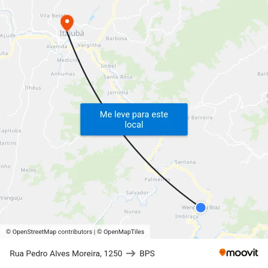 Rua Pedro Alves Moreira, 1250 to BPS map