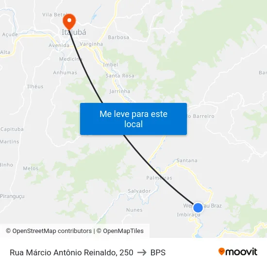Rua Márcio Antônio Reinaldo, 250 to BPS map