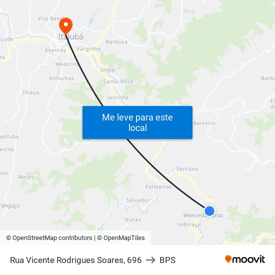 Rua Vicente Rodrigues Soares, 696 to BPS map