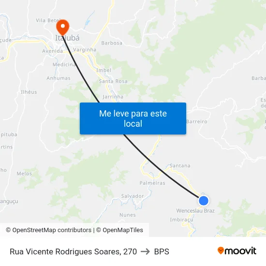 Rua Vicente Rodrigues Soares, 270 to BPS map