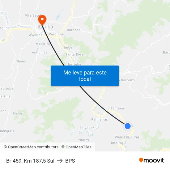 Br-459, Km 187,5 Sul to BPS map
