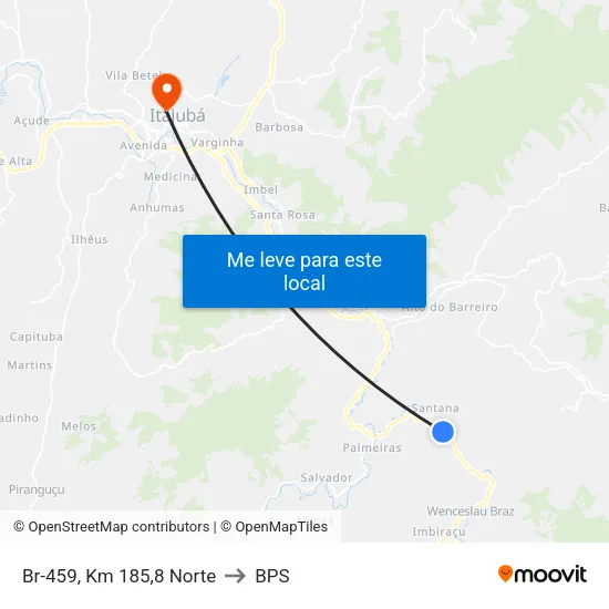 Br-459, Km 185,8 Norte to BPS map