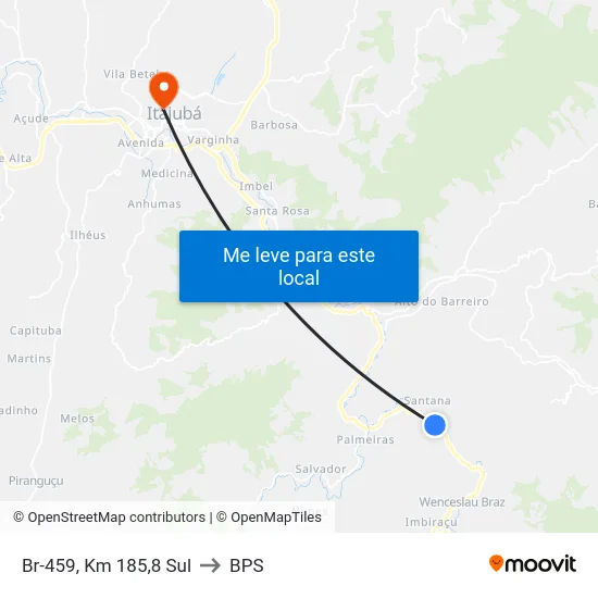 Br-459, Km 185,8 Sul to BPS map