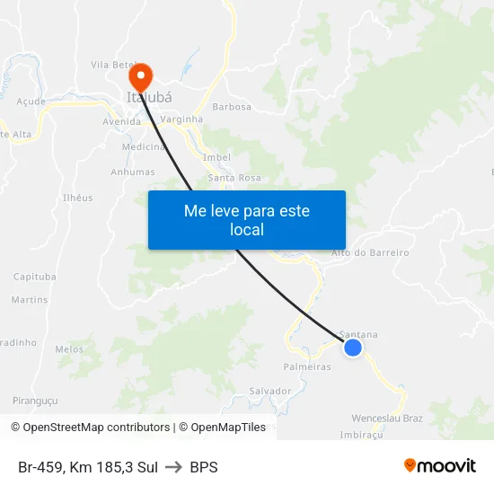 Br-459, Km 185,3 Sul to BPS map