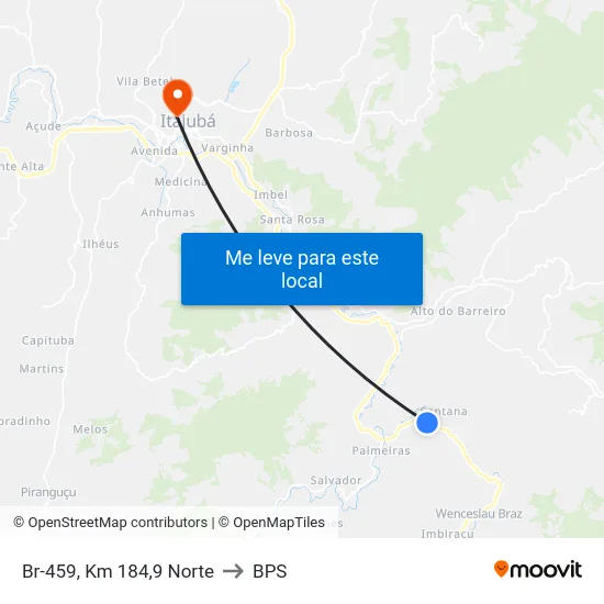 Br-459, Km 184,9 Norte to BPS map
