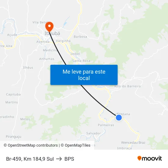 Br-459, Km 184,9 Sul to BPS map