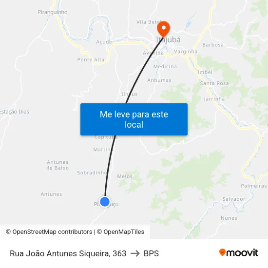 Rua João Antunes Siqueira, 363 to BPS map
