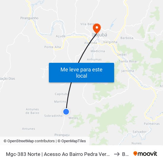 Mgc-383 Norte | Acesso Ao Bairro Pedra Vermelha to BPS map