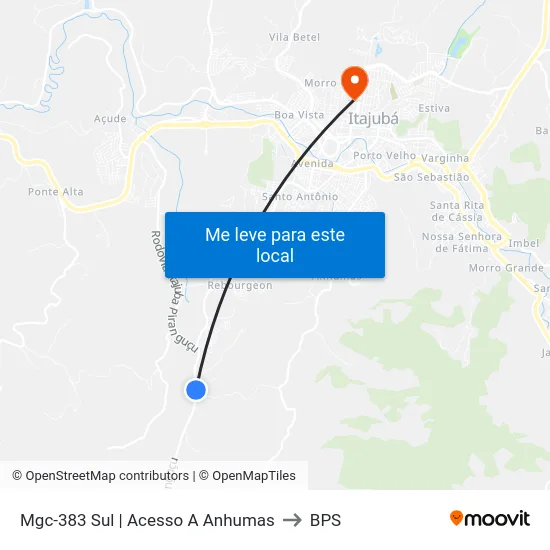 Mgc-383 Sul | Acesso A Anhumas to BPS map