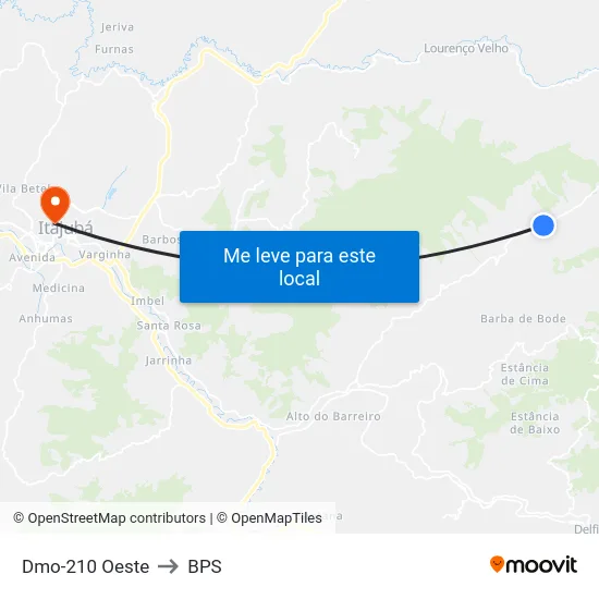 Dmo-210 Oeste to BPS map