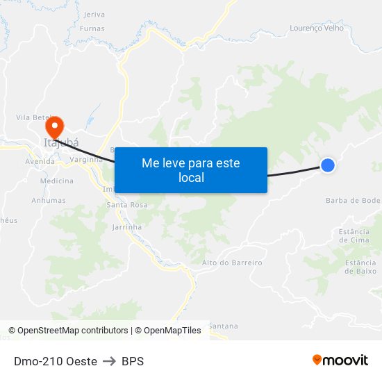 Dmo-210 Oeste to BPS map