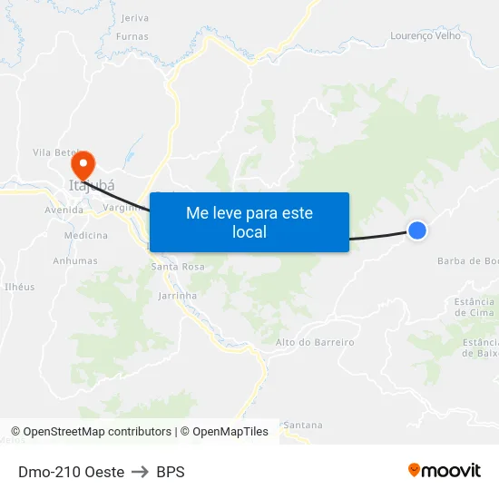 Dmo-210 Oeste to BPS map
