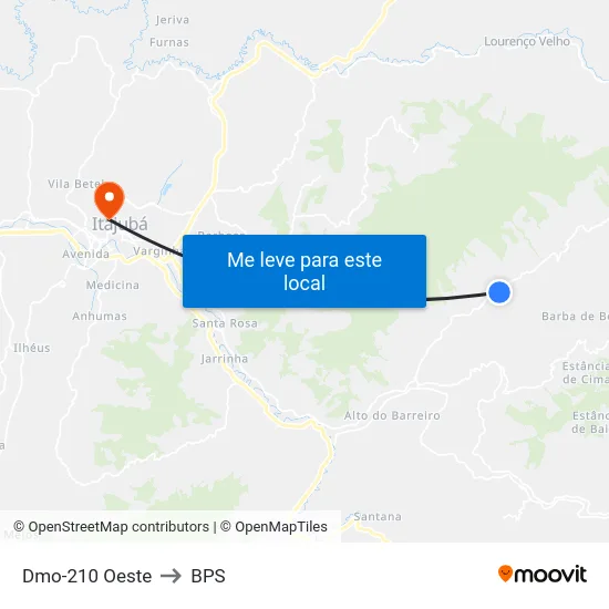 Dmo-210 Oeste to BPS map