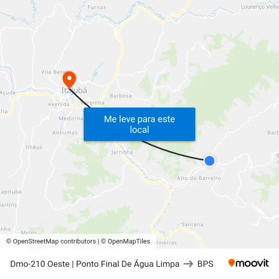 Dmo-210 Oeste | Ponto Final De Água Limpa to BPS map