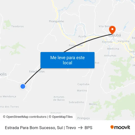 Estrada Para Bom Sucesso, Sul | Trevo to BPS map
