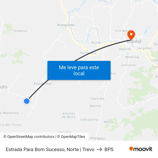 Estrada Para Bom Sucesso, Norte | Trevo to BPS map