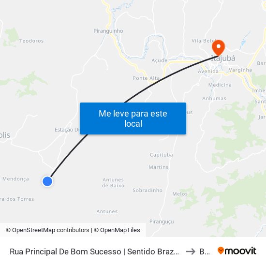 Rua Principal De Bom Sucesso | Sentido Brazópolis to BPS map