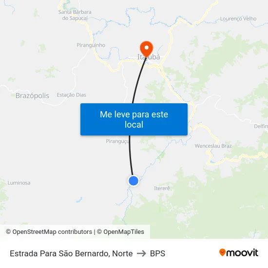 Estrada Para São Bernardo, Norte to BPS map