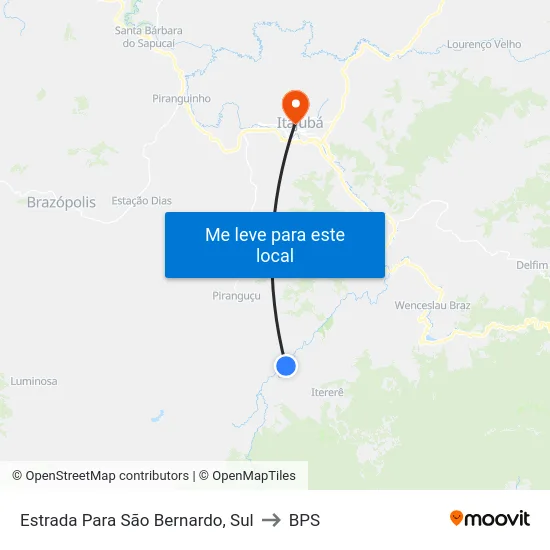 Estrada Para São Bernardo, Sul to BPS map