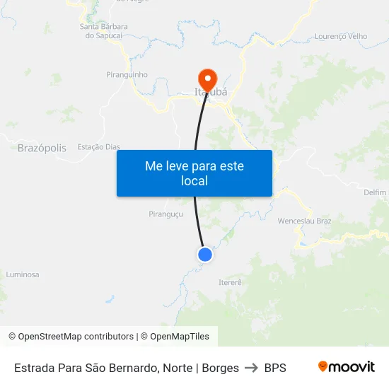 Estrada Para São Bernardo, Norte | Borges to BPS map