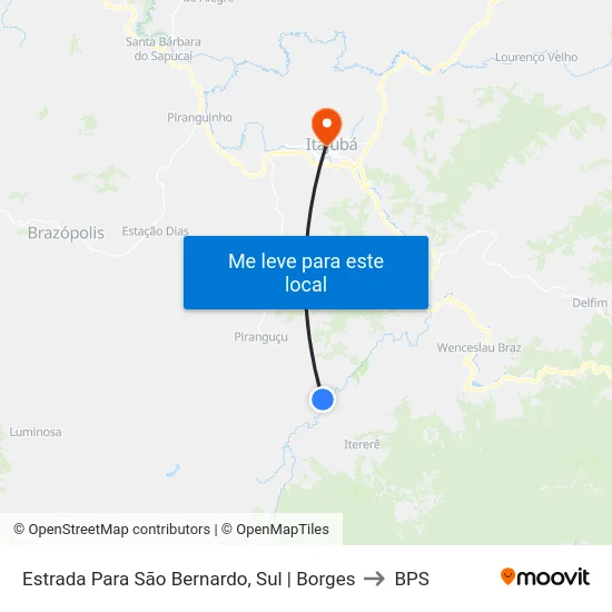 Estrada Para São Bernardo, Sul | Borges to BPS map