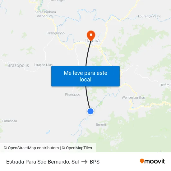 Estrada Para São Bernardo, Sul to BPS map