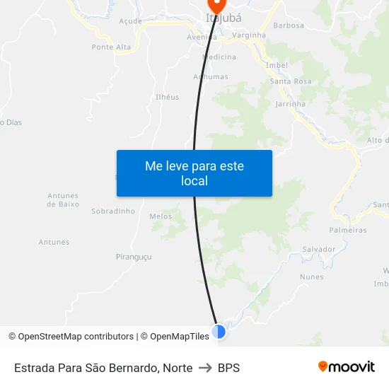 Estrada Para São Bernardo, Norte to BPS map