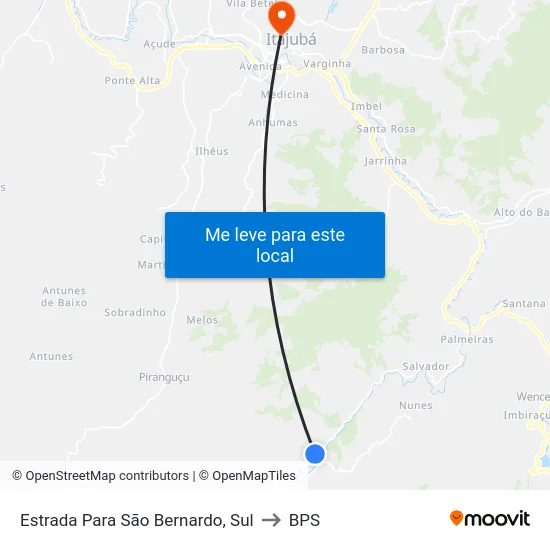 Estrada Para São Bernardo, Sul to BPS map