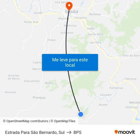 Estrada Para São Bernardo, Sul to BPS map