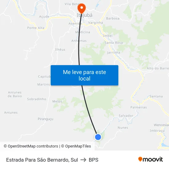 Estrada Para São Bernardo, Sul to BPS map