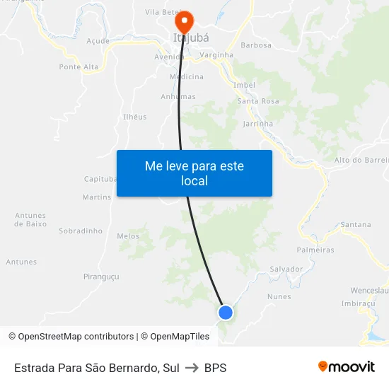 Estrada Para São Bernardo, Sul to BPS map