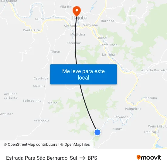 Estrada Para São Bernardo, Sul to BPS map