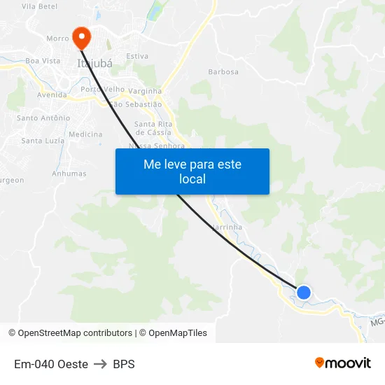 Em-040 Oeste to BPS map