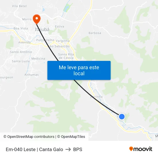 Em-040 Leste | Canta Galo to BPS map
