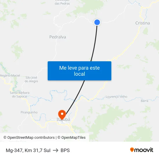 Mg-347, Km 31,7 Sul to BPS map
