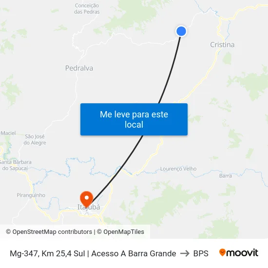 Mg-347, Km 25,4 Sul | Acesso A Barra Grande to BPS map