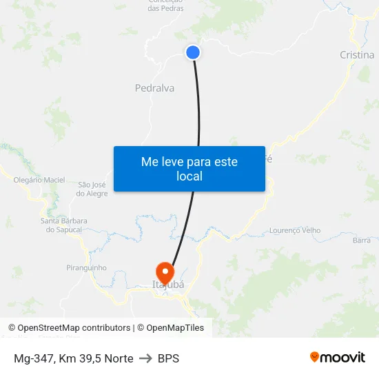 Mg-347, Km 39,5 Norte to BPS map