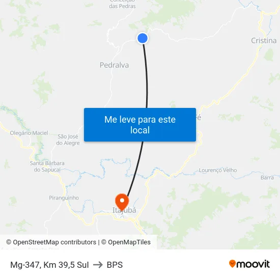 Mg-347, Km 39,5 Sul to BPS map