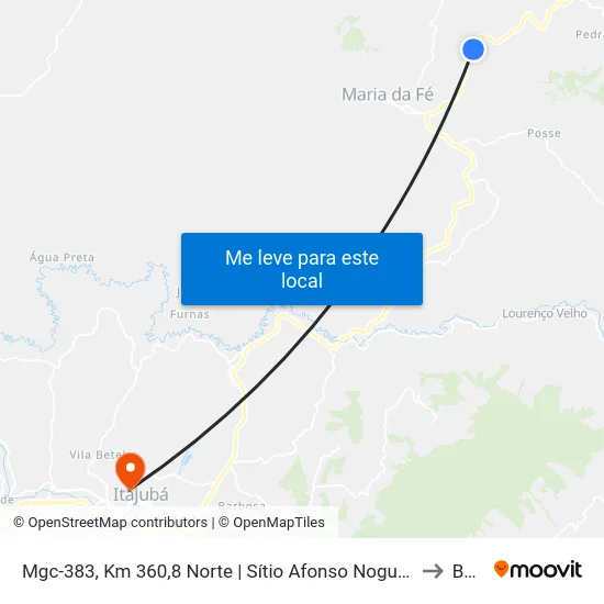 Mgc-383, Km 360,8 Norte | Sítio Afonso Nogueira to BPS map