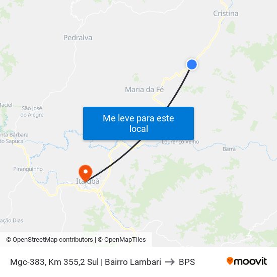 Mgc-383, Km 355,2 Sul | Bairro Lambari to BPS map