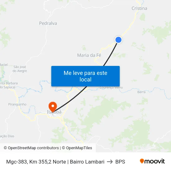 Mgc-383, Km 355,2 Norte | Bairro Lambari to BPS map