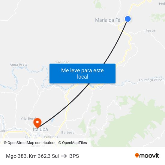 Mgc-383, Km 362,3 Sul to BPS map