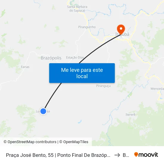 Praça José Bento, 55 | Ponto Final De Brazópolis to BPS map