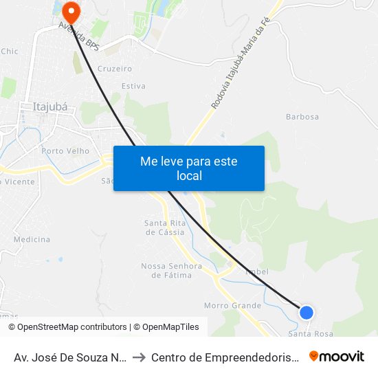 Av. José De Souza Nogueira, 649 to Centro de Empreendedorismo UNIFEI (CEU) map