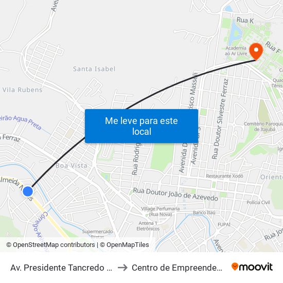 Av. Presidente Tancredo De Almeida Neves, 720 to Centro de Empreendedorismo UNIFEI (CEU) map